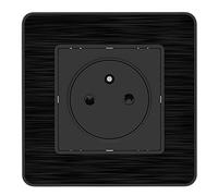 Zenitech Prise 2P+T 16A - Easy Eject Complet - métal Noir brossé Kouro