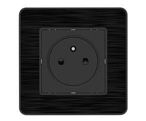 Zenitech Prise 2P+T 16A - Easy Eject Complet - métal Noir brossé Kouro