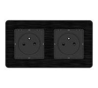 Zenitech - Prise 2P+T 2x16A - Easy Eject complet - métal Noir brossé Kouro Noir