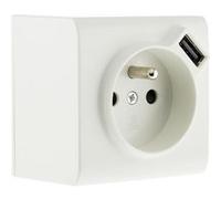 Zenitech - Prise 2P+T et USB en saillie - Blanc Blanc G