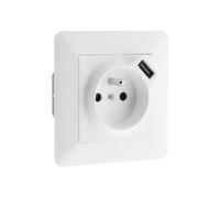 Zenitech - Prise 2P+T + USB 2,4A Artezo - blanc