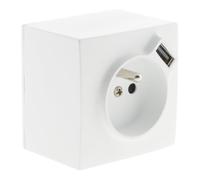 Zenitech Prise 2P+T + USB 2,4A en saillie - Blanc - Bel'Vue