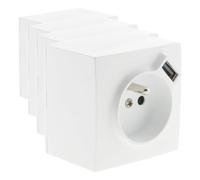 Zenitech Prise 2P+T + USB 2,4A en saillie - Blanc - Bel'Vue (Lot de 4)