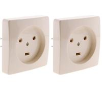 Zenitech Prise à encastrer 20A - 2P+T - Blanc (Lot de 2)