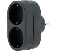 Zenitech - Prise Biplite Schuko 16A - Multiprise 2 Prises pour Appareils Électriques - Design Moderne et Élégant - Usage Maison et Bureau - Noir - 20 cm