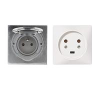 Zenitech - Prise de Sol 16A 2P+T IP55 en Aluminium Brossé avec Clapet Aimanté et Boîte d’Encastrement pour Terrasse ou Bureau + Prise de Puissance Murale 20A 2P+T