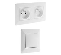Zenitech - Prise double 16A + Interrupteur Va-et-Vient Encastré 10A 2300W - Blanc - Artezo