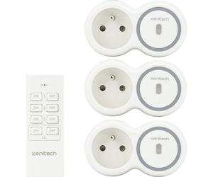 Zenitech Prise électrique murale Bolea avec télécommande - 2300 W - Blanc - Pack de 3