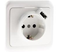 Zenitech - Prise encastrée Schuko 16A + USB A - Blanc - Antaria