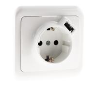 Zenitech Prise encastrée Schuko 16A + USB A - Blanc - Antaria