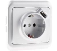 - Prise encastrée Schuko 16A + USB A - Gris - Antaria