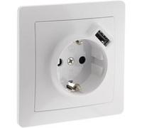 Zenitech - Prise encastrée Schuko + USB A - Blanc - Orys