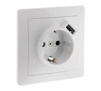 Zenitech Prise encastrée Schuko + USB A, Orys | Prise encastrée Schuko + USB A, Blanc, Orys