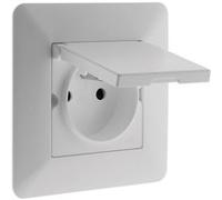 Artezo Prise de Courant Étanche IP44 2P+T 16A Blanc, Zenitech, Design Moderne et Finition Mate, Idéale pour Cuisine, Salle de Bains, Terrasse, Clapet à Ressort, Traitement Anti-UV