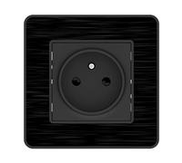 Zenitech – Prise 2P+T 16A – Kouro – simple complet – métal Noir brossé