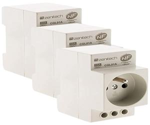 Zenitech Prise modulaire 2P+T NF, Paquet de 3