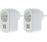 Zenitech - Prise Murale Schuko 16A + 2 Ports USB A 3.4A - Compatible Smartphones/Tablettes, Chargeur USB Intégré, Connexion Sécurisée - Réduction Encombrement - Blanc (Lot de 2)
