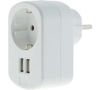 Zenitech - Prise Schuko 16A + 2 USB A 3,4A - Blanc Blanc G