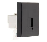Zenitech - Prise RJ45 Catégorie 6 - Appareillage Électrique Composable et Personnalisable - Compatible Boîtes d'Encastrement Standards - Fixation à Vis et Griffes - Noir