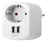 Zenitech - Prise Schuko 16A + 2 USB A 3,4A - Blanc Blanc G