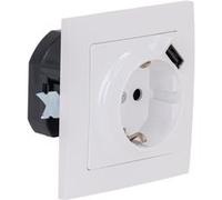 Zenitech - Prise Schuko + USB A encastrés + plaque de finition Kalya - Blanc