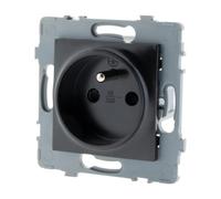Zenitech Prise Simple 2P+T encastrable - à Composer - métal Noir brossé - Kouro