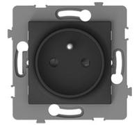 Zenitech - Prise Simple 2P+T encastrable - à Composer - métal Noir brossé - Kouro