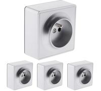 Zenitech Prise Simple saillie 2P+T 16A Silver - Vulco (Lot de 4)