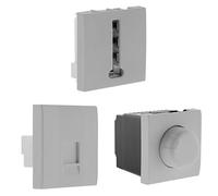 Zenitech - Prise téléphone 8 plots Moteur Seul Blanc + Prise téléphone RJ45 Moteur Seul Gris + Variateur Rotatif 60-300W - Silver - Simplea