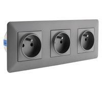 Zenitech, Prise Triple 2P+T Artezo Titanium, Précablée avec Bornes Automatiques, Puissance Max 3680W, Tension 230V, Fixation Vis et Griffes, Compatible Triple Boîte d'Encastrement, Norme CE