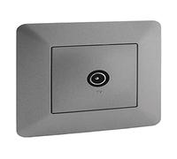 Zenitech - Prise TV Ø 9.52 mm Titanium Artezo - Réception Optimale du Signal - Design Moderne et Finition Mate - Plaque Clipsable Réglable - Moteur Compact pour Passage des Câbles Facilité