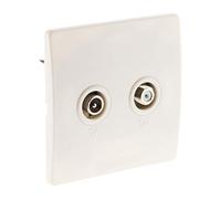 Zenitech - Prise TV Ø9,52 + Satellite - Fixation à Vis et Griffes - Compatible Boîtes d'Encastrement Standards - Certifiée CE - Blanc