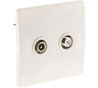 Zenitech - Prise TV Ø9,52 + Satellite - Fixation à Vis et Griffes - Compatible Boîtes d'Encastrement Standards - Certifiée CE - Blanc