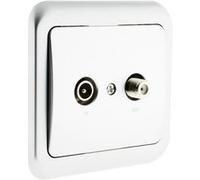 Zenitech - Prise TV radio encastrée IP20 - chrome