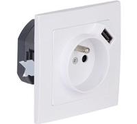 Prise + USB A encastrés + plaque de finition Kalya - Blanc - Zenitech