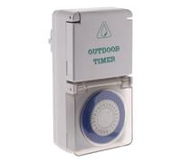 Zenitech - Programmateur Mécanique Étanche IP44 - Blanc - Programmation 24h, Sécurité Enfant, Interrupteur - Usage Extérieur - Commutation 15 Min - Jardin, Terrasse