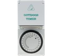 Étanche (IP44) - Minuterie (minuterie journalière) - Prise mécanique Quotidienne (avec sécurité Enfant) avec Interrupteur - Vert - Zenitech