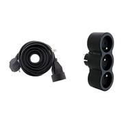 Zenitech Prolongateur 16A 2P+T HO5VV-F 3G1,5mm² Noir 5m & LEGRAND - Fiche Multiprise Triplite - 3 Prises Frontales avec Terre - Positionnement Vertical - Sécurité Enfant Intégrée - Noir et Gris Foncé