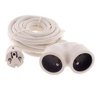 Zenitech – Prolongateur bi-tête 3G1,5 mm² 5 m – 1 prise mâle, 2 prises femelle – Blanc