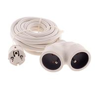 Zenitech – Prolongateur bi-tête 3G1,5 mm² 5 m – 1 prise mâle, 2 prises femelle – Blanc