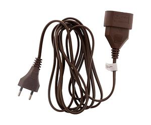 Zenitech - Prolongateur Électrique HO3VVH2F 2x0.75 mm² - Prise 6A sans Terre - Marron - Sécurité Enfant, Normes NF - Usage Intérieur, Appareils Domestiques - 5m, 1380W