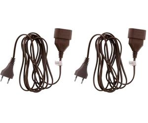 Zenitech - Prolongateur Électrique HO3VVH2F 2x0.75 mm² - Prise 6A sans Terre - Marron - Sécurité Enfant, Normes NF - Usage Intérieur, Appareils Domestiques - 5m, 1380W (Lot de 2)