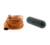 Zenitech - Prolongateur Jardin 16A 2P+T 25 m avec Boîtier de Protection IP54 - Câble HO5VV-F 3G1,5 mm2 - Alimentation Extérieure Sécurisée - Orange et Vert