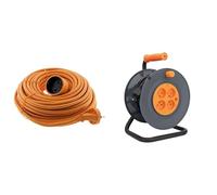 Zenitech - Prolongateur Jardin sans Terre 16A 20 m + Boîtier de Protection IP54 - Câble HO5VV-F 2X1,5 mm2 - pour Appareils à Double Isolation - Orange et Vert