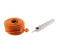 Zenitech - Prolongateur Jardin sans Terre 16A 50 m avec Obturateur + Boîtier de Protection IP54 - Alimentation Extérieure Sécurisée pour Appareils de Jardin - Orange et Vert