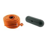 Zenitech - Prolongateur Jardin sans Terre 16A 50 m avec Obturateur + Boîtier de Protection IP54 - Alimentation Extérieure Sécurisée pour Appareils de Jardin - Orange et Vert