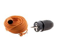 Zenitech - Prolongateur sans Terre 16A HO5VV-F 2x1,5mm² 40 m - Orange pour Appareils de Jardin et Extérieur + Fiche Mâle Caoutchouc 16A 2P+T IP44 - Résistante à l’Humidité/Poussière