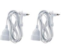 Zenitech - Prolongateur sans Terre avec fiche extraplate 2x0,75mm² - Blanc 3m (Lot de 2)