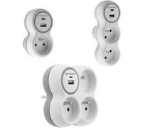 Set de 3 prises 16A + USB - simple, double et triple - Zenitech