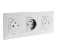 Zenitech – Triple prise affleurante Artezo 2P+T 16A livrée avec boîte d'encastrement – Blanc